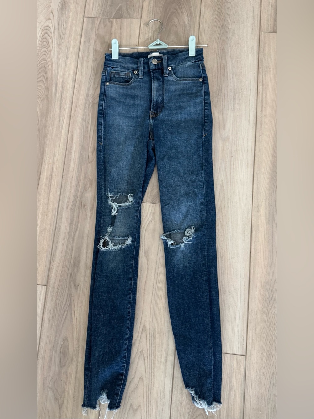 Good American Good Waist Skinny Distressed Jeans size 00